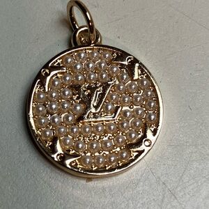 Luxury Louis Vuitton stamped Gold and Pearl Pendant charm/ reversible- New